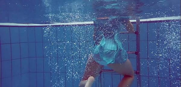  Sexy tight teen Marusia swims naked underwater